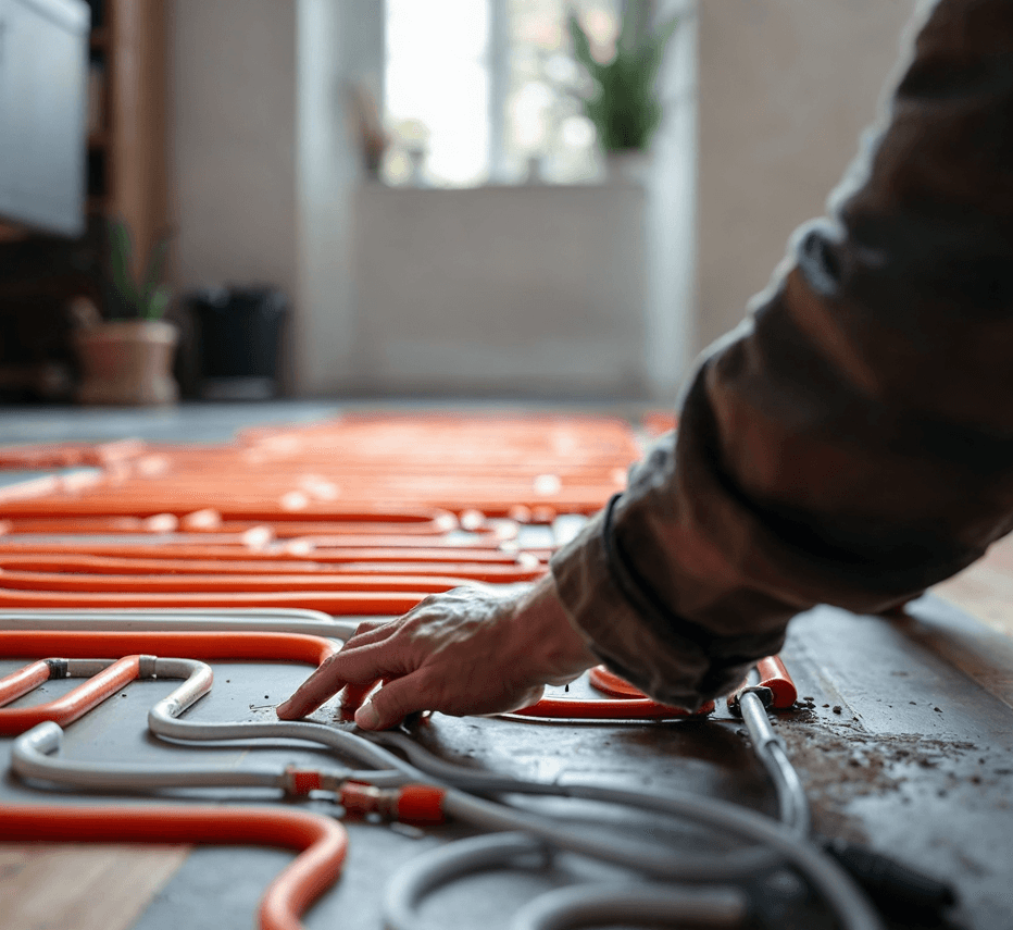 Underfloor heating pipes installationMb